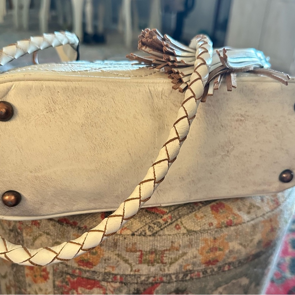 Patricia Nash Cream and Black Embossed Floral Tote with Braided Straps - Picture 6 of 11